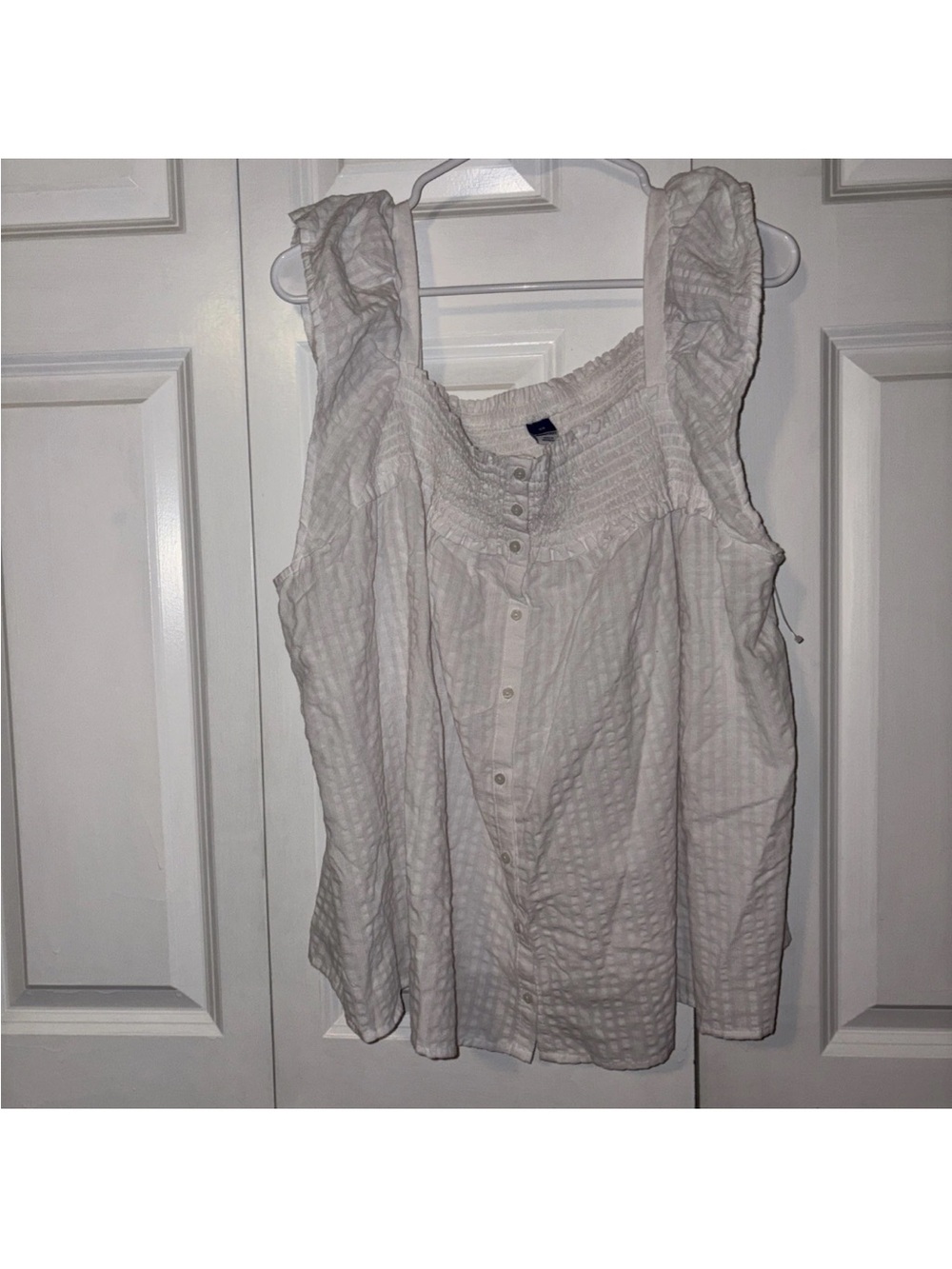 Old Navy White Ruffle Strap Button-Front Camisole